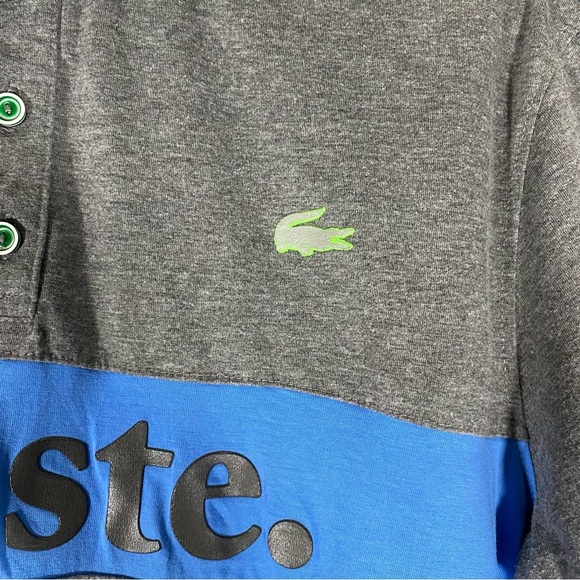 Lacoste Polo Shirt Grey Regular Fit Short Sleeve Spell out Y XXL Preppy - Picture 7 of 11
